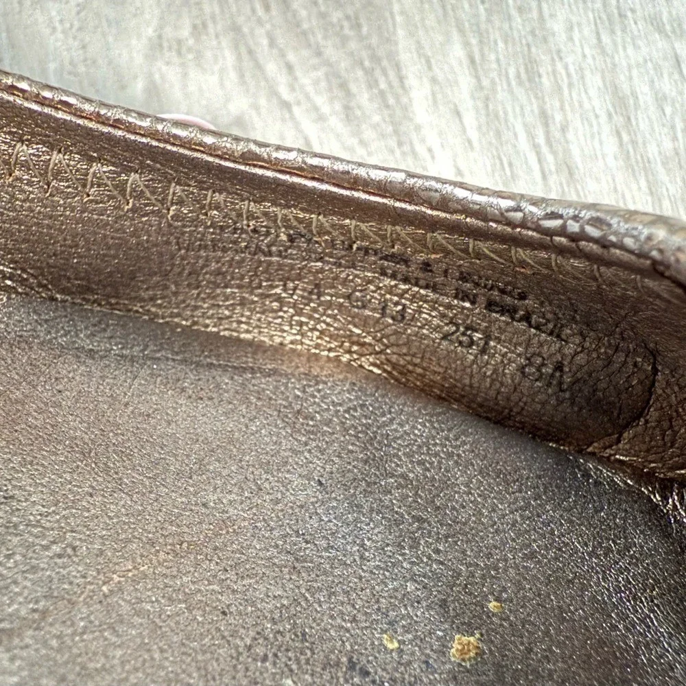 Tory Burch‎ Metallic Bronze Embossed Leather Ballet Flats Women's Size 8M